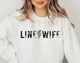 Lineman's Wife Checkered Bolt Sweatshirt, Line Wife Women's Sweatshirt, Lineman's Wife Gift, Lineman Wife Secret Sister Gift, Lineman Shirts