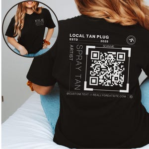 Custom Spray Tan Artist Shirt, Spray Tan Shirt, Tanning Artist Tshirt, Tanning Salon Gift, Spray Tan Business QR Code, Spray Tan Instagram