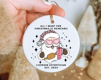 Esthetician Ceramic Ornament, Makeup Artist Gift, Cosmetology Christmas Decor, Graduation Present, Spa Decor, Beauty Therapist Ornament,
