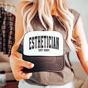 Personalized EstheticianTrucker Hat, Aesthetician Established Year Custom Cap Skin Therapist Marketing Hat Esthetician Cap Esthetician Grad