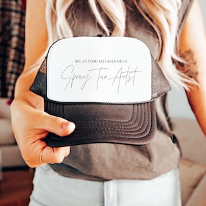 Custom Spray Tan Artist Trucker Hat Spray Tanning Personalized Instagram Handle Custom Hat Certified Spray Tanning Spray Tan Marketing Cap