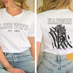 Lineman Personalized Name Wife Tshirt, Lineman Gifts, Lineman Wife Established Year Tee, Lineman Gift, Lineman&#39;s Wife Gift, Lineman Apparel