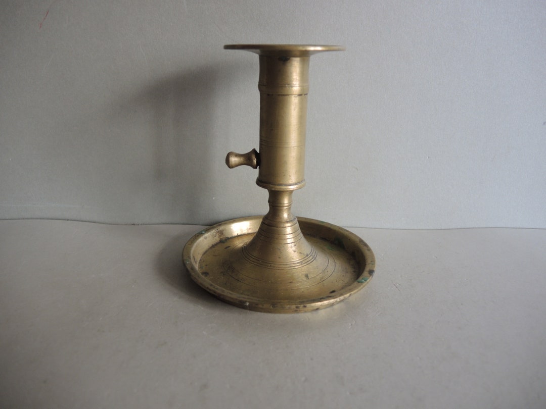 Antique Massive Solid Brass Bronze Candle Holder // Old Housewares