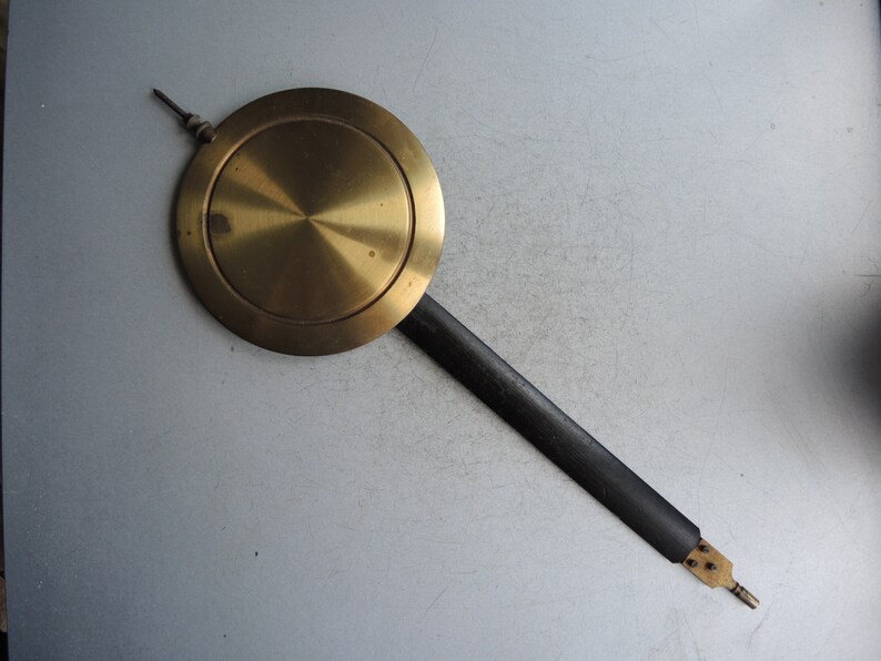 Antique Solid Brass and Wood Clock Pendulum // German Wall Clock Parts