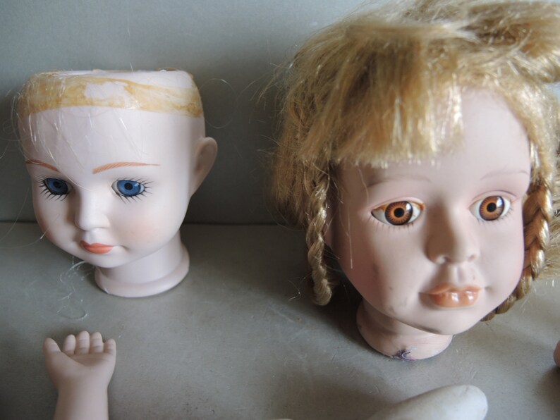 2x Vintage BISQUE Porcelain Doll Parts / Complete Set Head Etsy
