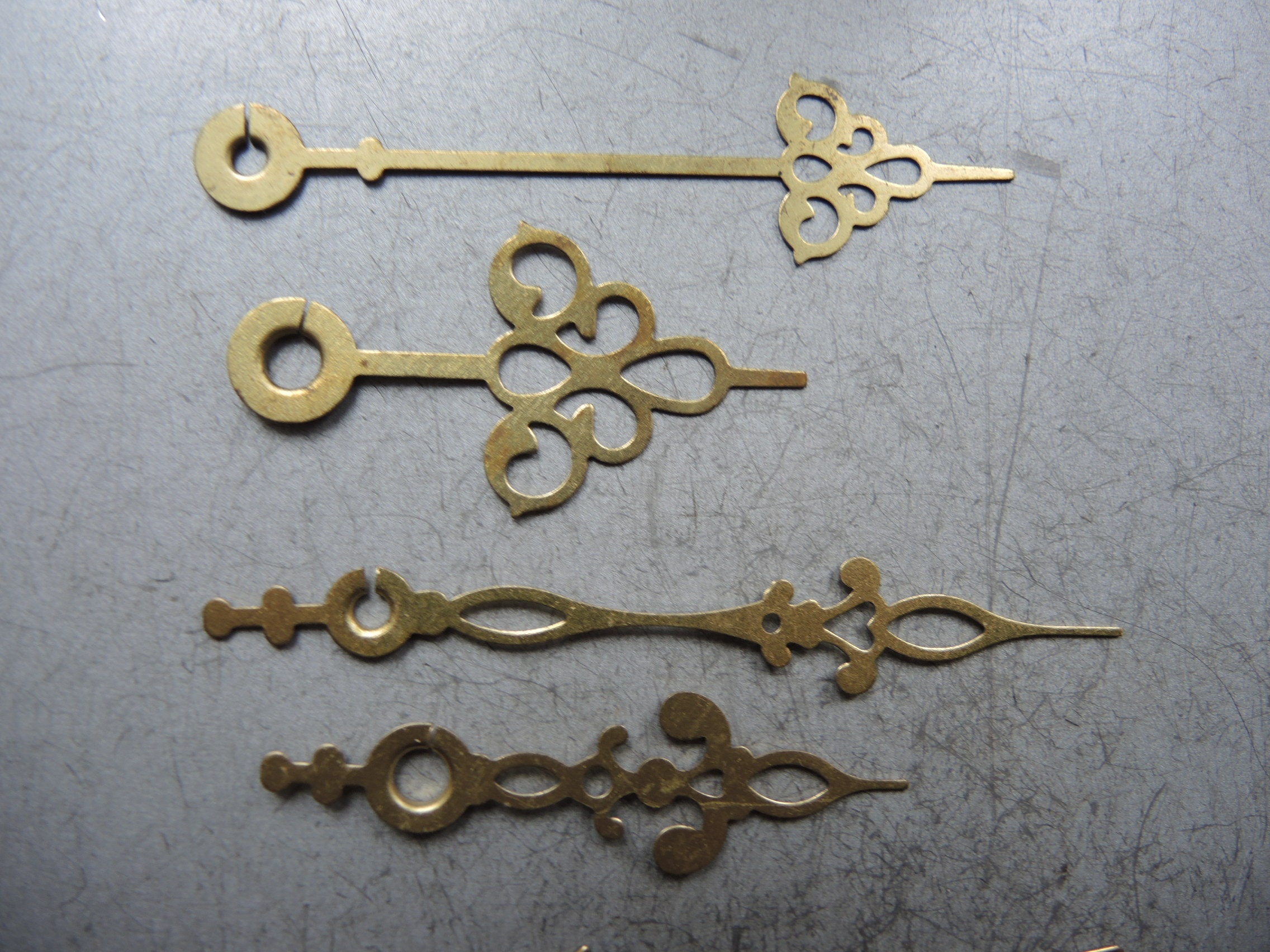 4 Sets Vintage Brass Metal Clock Hands From Chime Mantle Black Etsy