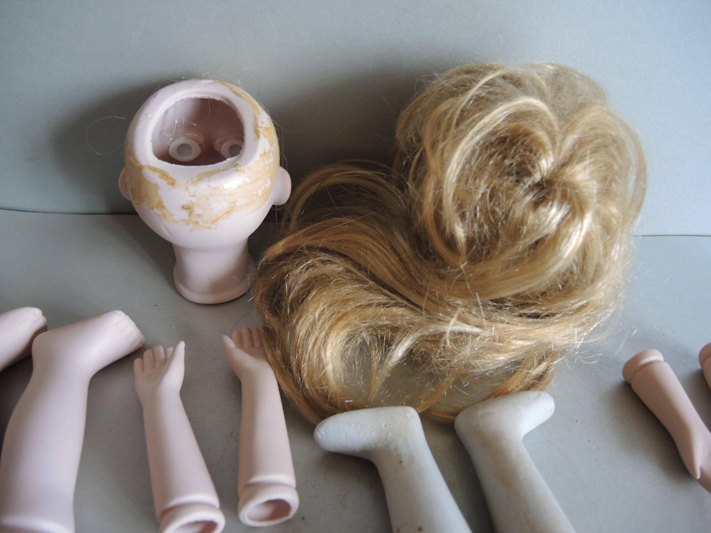 2x Vintage BISQUE Porcelain Doll Parts / Complete Set Head Etsy
