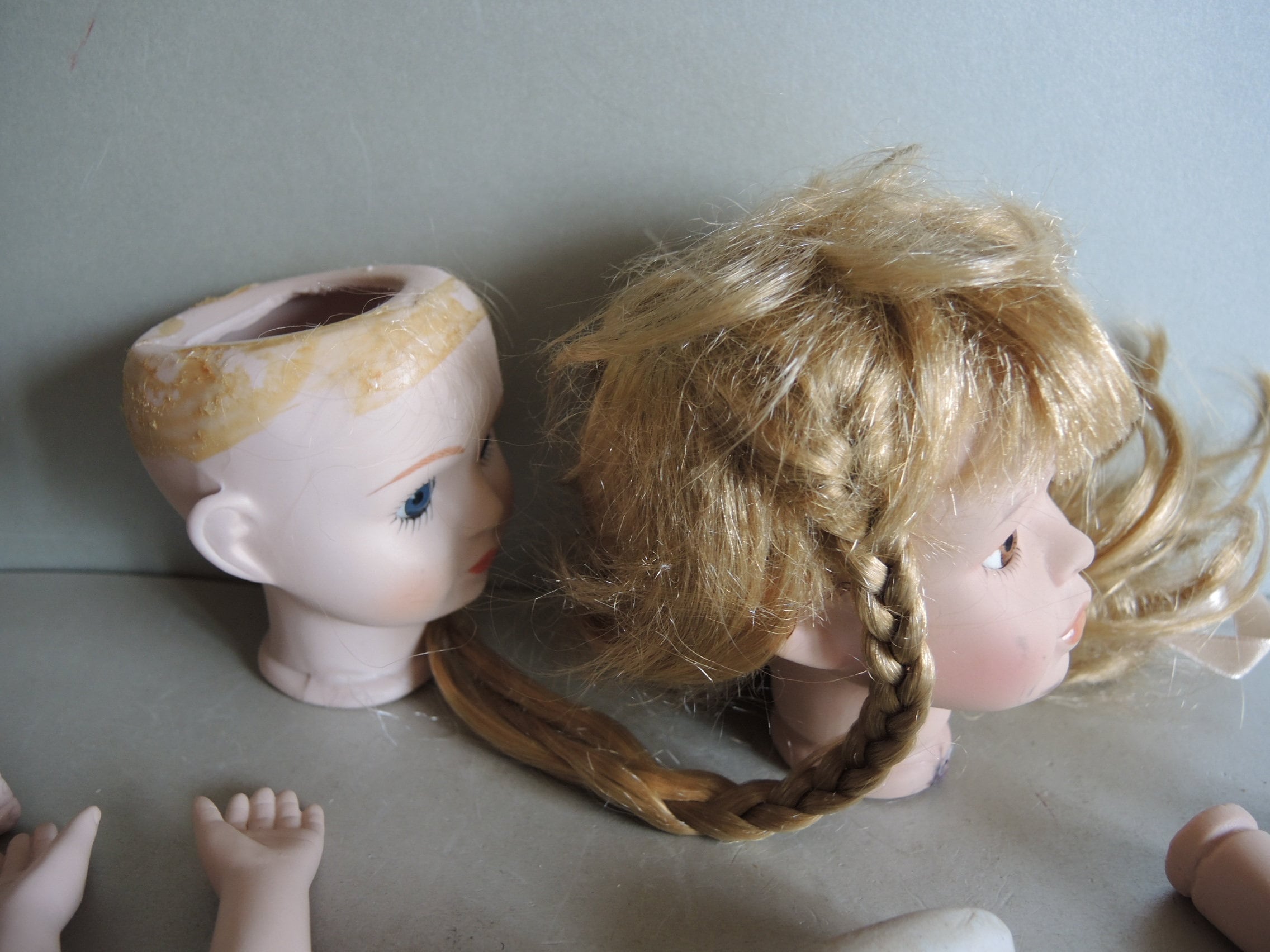 2x Vintage BISQUE Porcelain Doll Parts / Complete Set Head Etsy