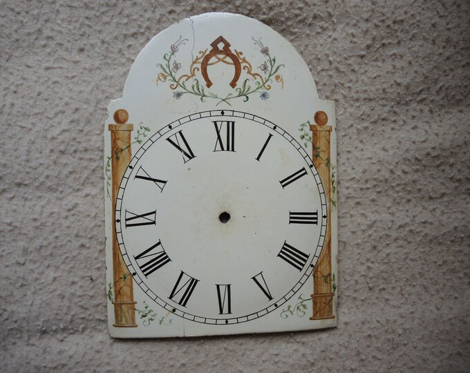 Antique 1800s Black Forest Clock Wooden Face Dial // Clock Dials Faces