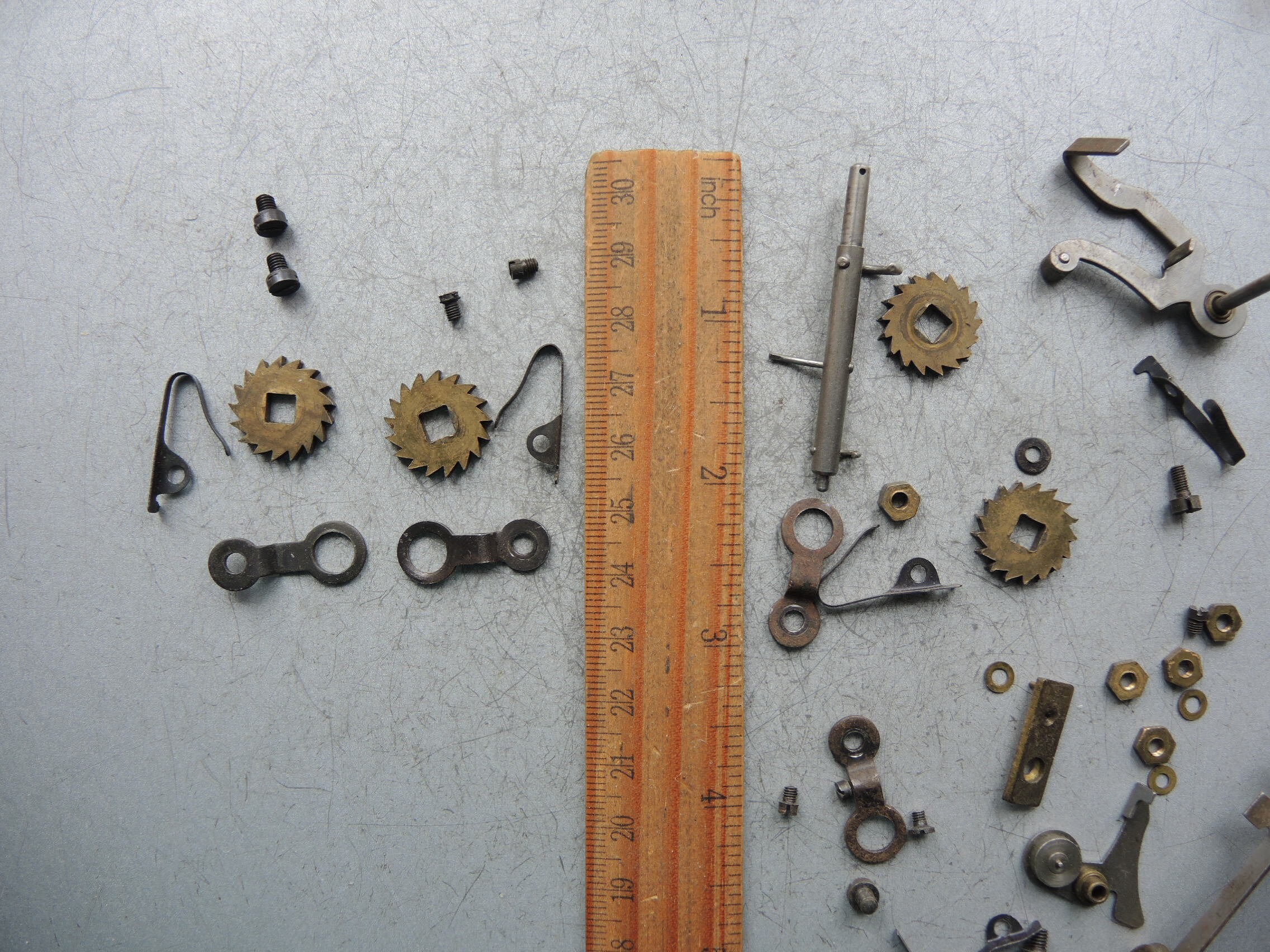 2 Sets of Antique German Wall Clock Movement Front Side Brass Metal