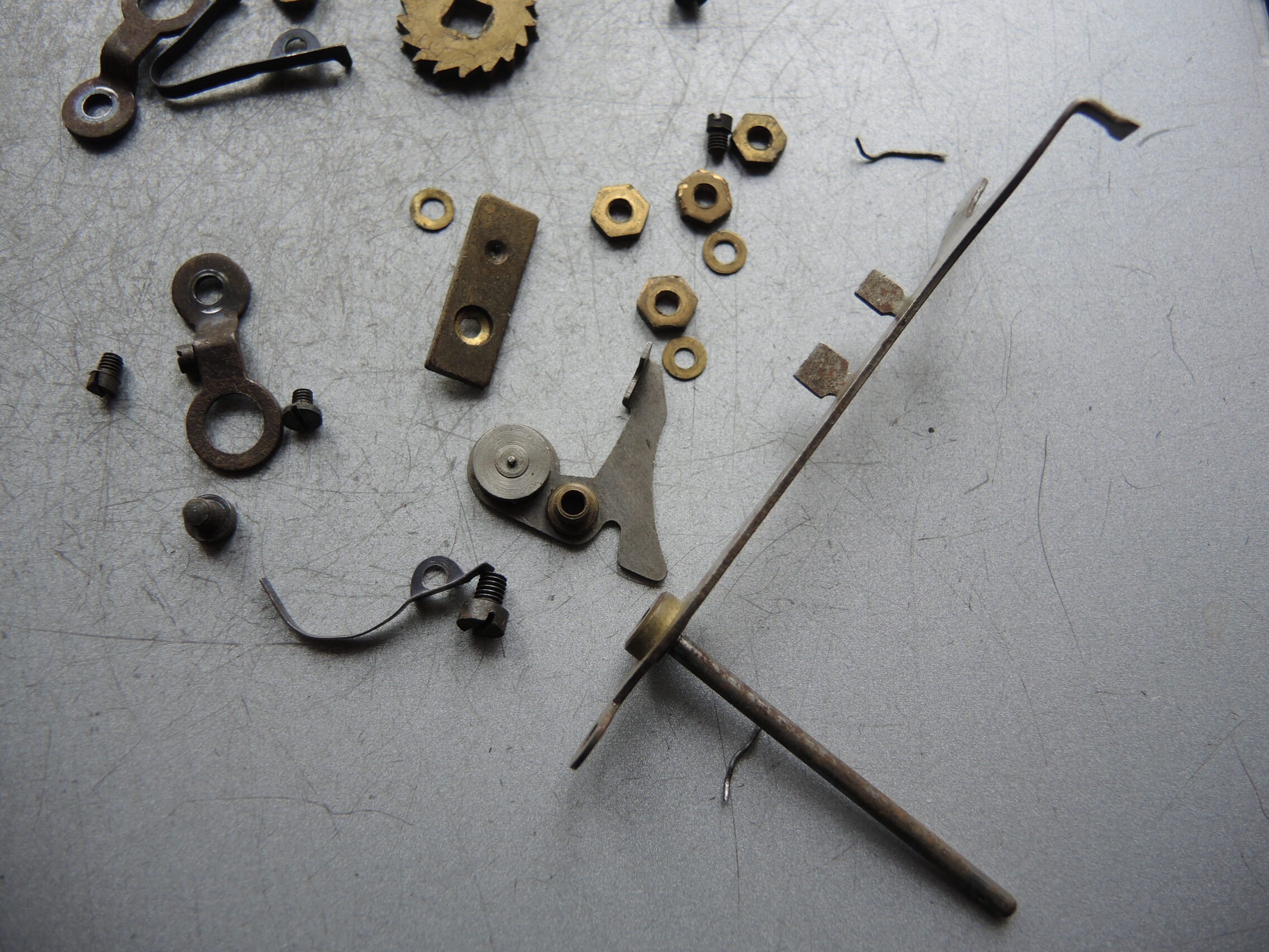 2 Sets of Antique German Wall Clock Movement Front Side Brass Metal