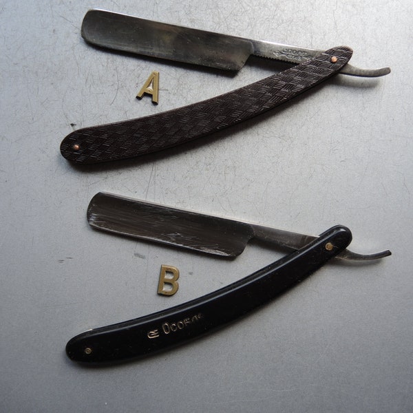 ONE! Vintage Barber's tools / Soviet Straight Razor Stiz / like Bakelite Handle / shaving tool Razor in box / collectible razor for display