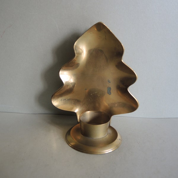 Vintage Solid brass Candle Holder in Christmas Tree style / old housewares / Rustic Kitchen table Décor / BRASS Candlestick / collectible