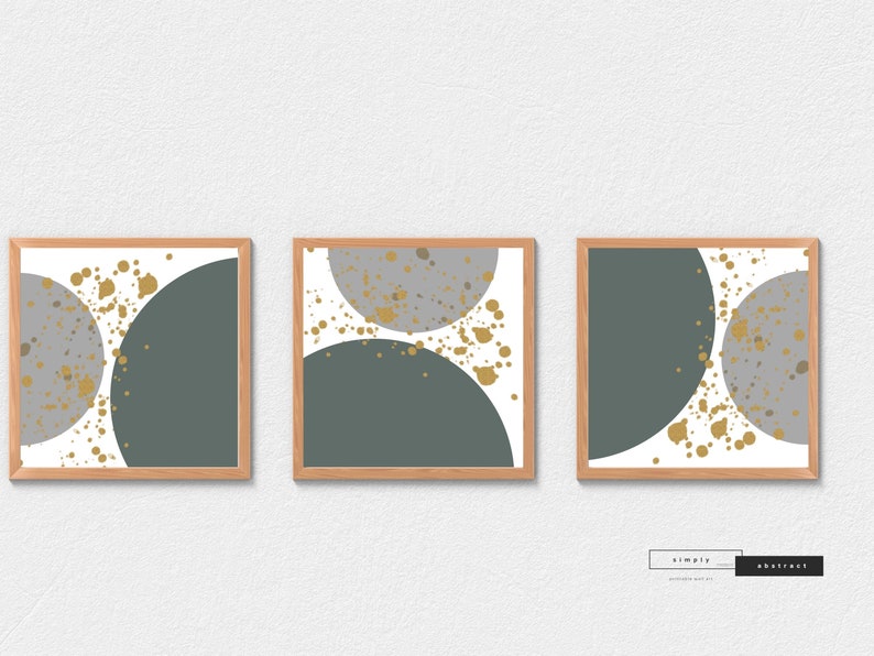 Sage Green and Gold Abstract Wall Art Mid Century Modern Boho Etsy Canada