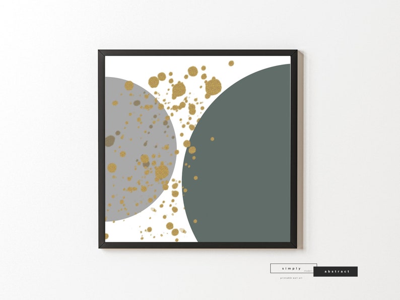 Sage Green and Gold Abstract Wall Art Mid Century Modern Boho Etsy