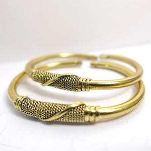 Handcrafted Brass Cuff Bracelet Set: African Tribal Bangle Jewelry
