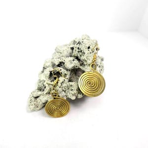 Spiral Brass Dangle Earrings: African-Inspired Boho Jewelry