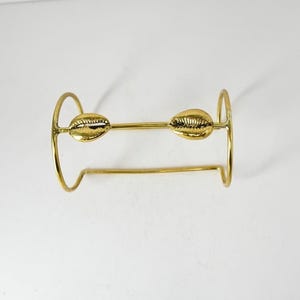 Brass Cowrie Shell Cuff Bracelet: Handmade Afrocentric Bangle