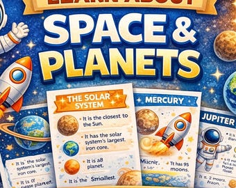 Solar System Coloring Book for Kids, Planet Worksheets and Space Activities