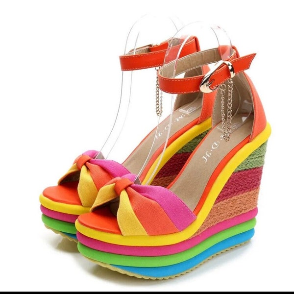 Rainbow Wedges sandals
