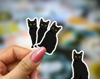 Mini zwarte kat sticker zwarte kat sticker voor kattenliefhebber sticker voor zwarte kat eigenaar cadeau zwarte kitten sticker cadeau zwarte kat decoratie