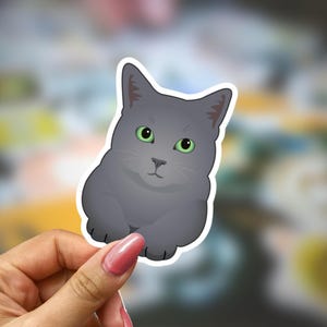 Sticker chat bleu russe pour amoureux des chats Sticker amoureux des chats bleu russe Sticker chat gris cadeau bleu russe Sticker amoureux des chats