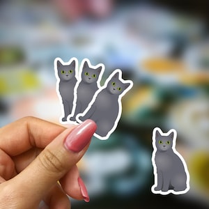 Sticker bleu russe chat gris pour amoureux des chats, cadeau pour propriétaire bleu russe, sticker chat gris, cadeau bleu russe, cadeau chat gris