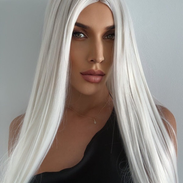 White Super Long Wig | Silky Straight Synthetic Hair
