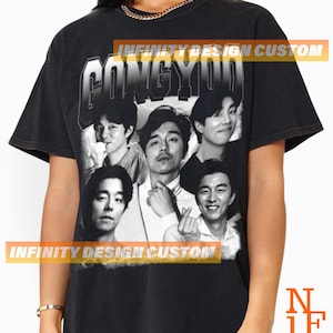 May include: Black t-shirt with a vintage-style graphic of a group of men with the text "Gongyoo" above them. The text "Infinity Design Custom" appears at the top and bottom of the graphic.