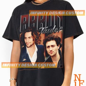 Limited Aaron Taylor T-shirt Movie Character Actress Vintage Bootleg Hoodie Retro Sweatshirt Graphic Tee INFN616