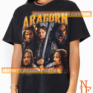 Limited Aragorn T-shirt Movie Character Actress Vintage Bootleg Hoodie Retro Sweatshirt Graphic Tee INFN619