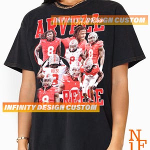 Camiseta de Arvell Reese, collage de fútbol americano, aficionados, deporte americano, vintage, años 90, gráfico.
