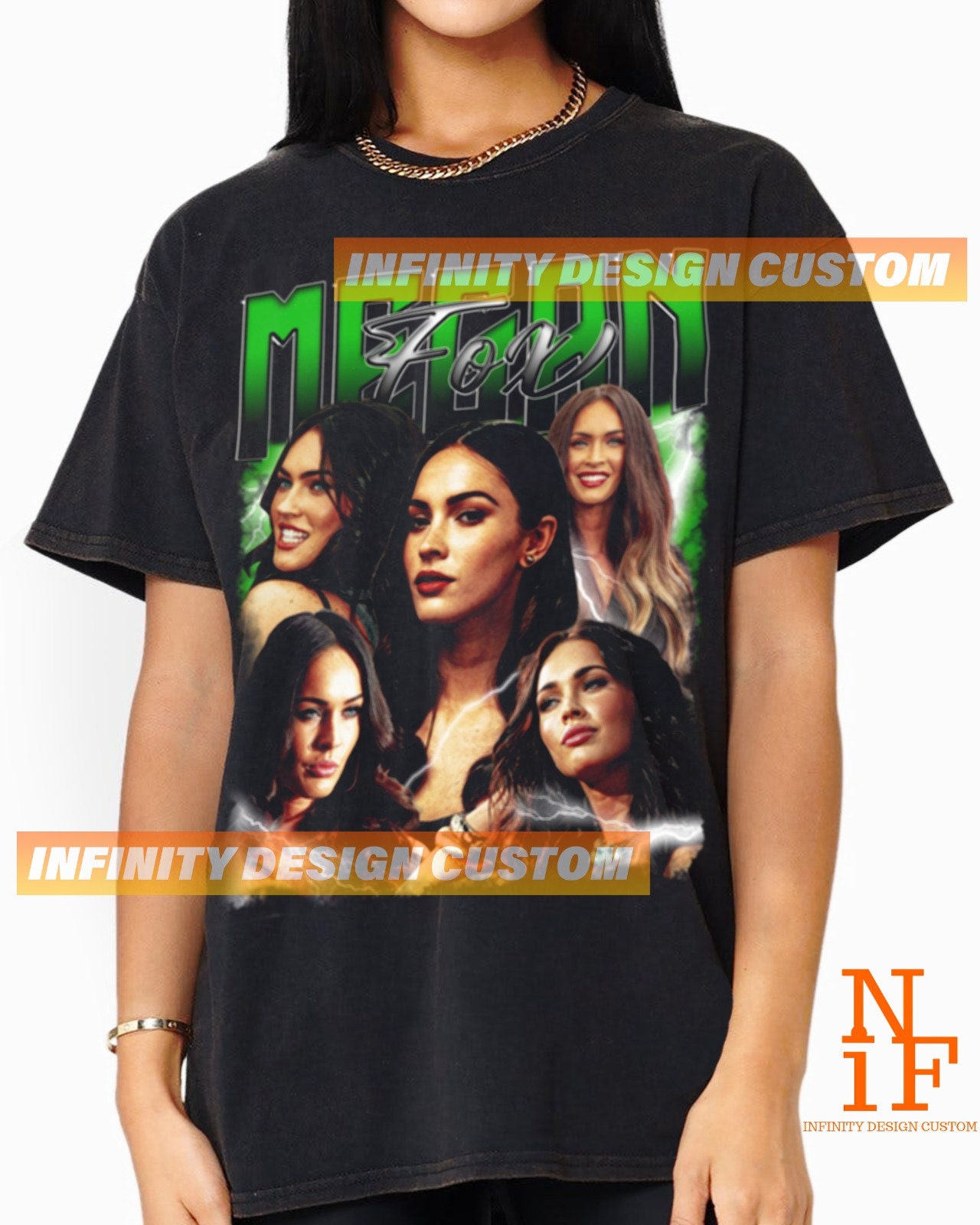 Megan Fox T-Shirt Film Charakter Schauspielerin Vintage Bootleg Hoodie Retro Sweatshirt Grafik T-Shirt INFN563