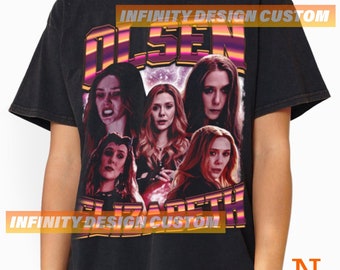 Elizabeth Olsen T-shirt Movie Character Actress Vintage Bootleg Hoodie Retro Sweatshirt Graphic Tee INFN531