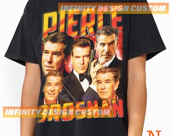 Pierce Brosnan T-shirt Movie Character Actress Vintage Bootleg Hoodie Retro Sweatshirt Graphic Tee INFN527