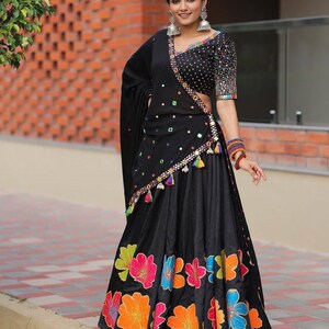 Navratri Black Matching Outfit Black & White Embroidered - Etsy