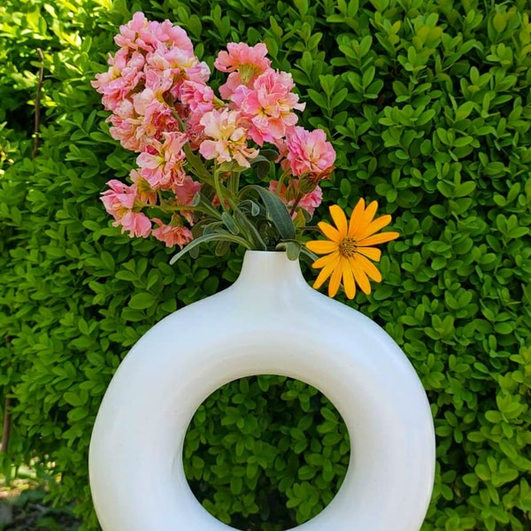 White Donut Vase Etsy