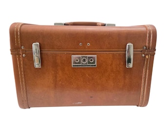 Vintage 1960s Samsonite Royal Traveller Train Case Hard Suitcase Mirror NO KEY