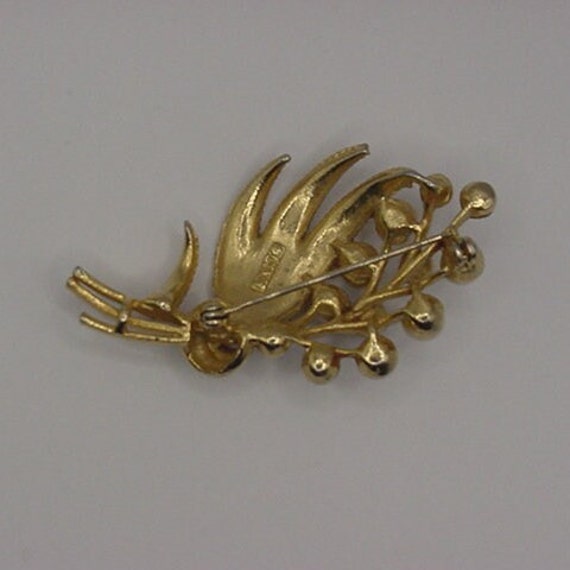 Lisner Vintage Jewelry Pearl and Fern Brooch - image 3