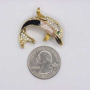 Vintage Attwood & Sawyer Gold Plated Pave Crystals and Enamel Pin Gift