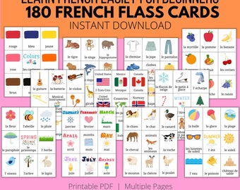 French Flashcards For Beginners, French Flashcards for Kids, Learning French, Homeschooling Printables