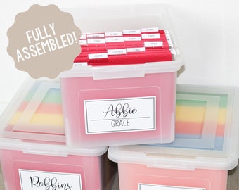Memory Box Kit l  FULLY ASSEMBLED  l Kids File Milestone Tote l   Keepsake Box  l  Organization School Box  l   Baby File Box  l  Memory Box