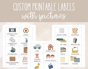 Customized Printable Labels with Pictures  l  Organzation  l  Labels  I  Minimalist  I  Digital File  l  Gameroom Labels  l  Supplies Labels