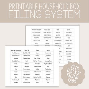家庭用ファイリングシステム l 記念品ボックス l 印刷可能な家族用 DIY トートラベル l 家庭用書類ボックス用ファイルタブ l 52 個のタブ l 家庭の整理