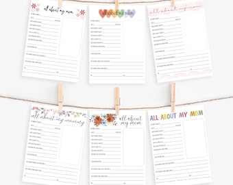 Questionario Tutto sulla Mamma | Regalo Stampabile per la Festa della Mamma | Ricordo dell'Intervista alla Mamma | Regalo di Compleanno per Mamma, Nonna, Zia