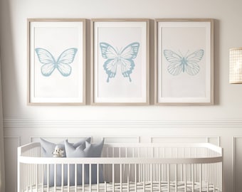 Nursery Butterfly Wall Art  l  Girl Room Decor l  Playroom Blush Butterfly Prints  l  Neutral Whimsical Decor  l  Minimalist  l  36 Styles