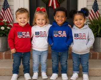 Bluza z kapturem dla małych dzieci USA, patriotyczna bluza z kapturem dla małych dzieci, bluza z kapturem z okazji 4 lipca, bluza z amerykańską flagą dla małych dzieci, prezent w kolorze czerwono-biało-niebieskim