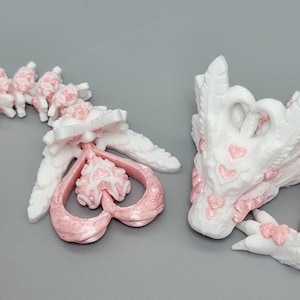 Light Heart Dragon a Cinderwing3D design - 3D printed articulated dragon Valentines Gift
