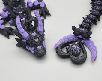 Dark Heart Dragon un diseño Cinderwing3D - Dragón articulado impreso en 3D Regalo de San Valentín