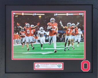 Ohio State Buckeyes vs Texas 2025 Cotton Bowl Jack Sawyer Scoop And Score  Custom Framed Picture